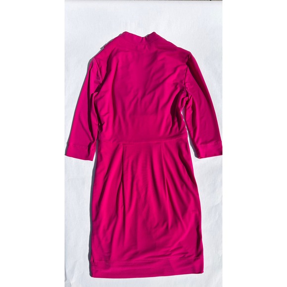 Donna Ricco Pink Midi Business Dress 3/4 Sleeve Pleated Sheath 2P - Picture 6 of 7